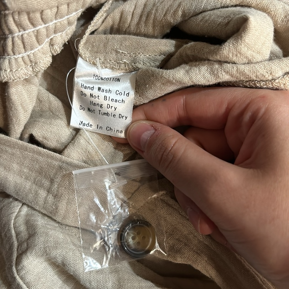 Mod Ref Beige Button-Front Textured Jumpsuit - Picture 5 of 5